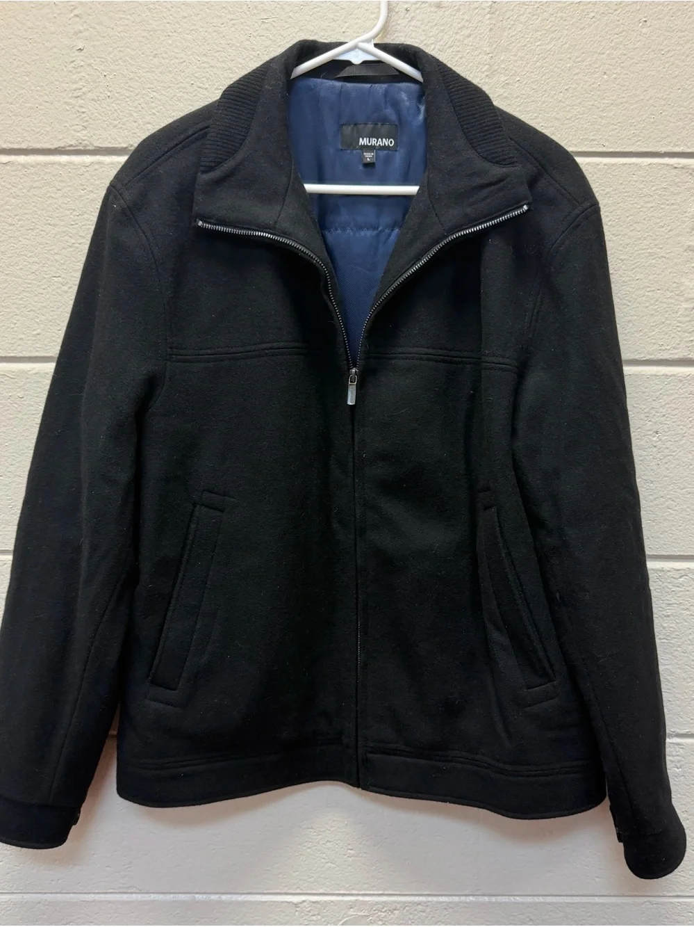 Murano Men’s Black Zip-Front‎ wool blend  Jacket